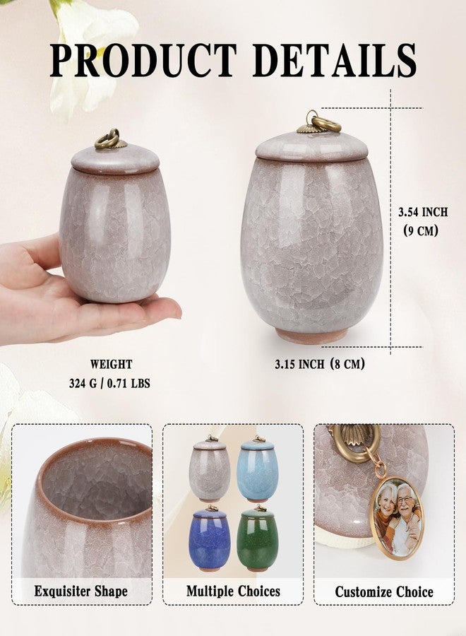 Abooxiu Ceramic Small Urn for Human Ashes Cremation Keepsake Urn for Adult Male Female Ice Crack Keepsake Urn for Human or Pet Ashes Celadon White - Image 2