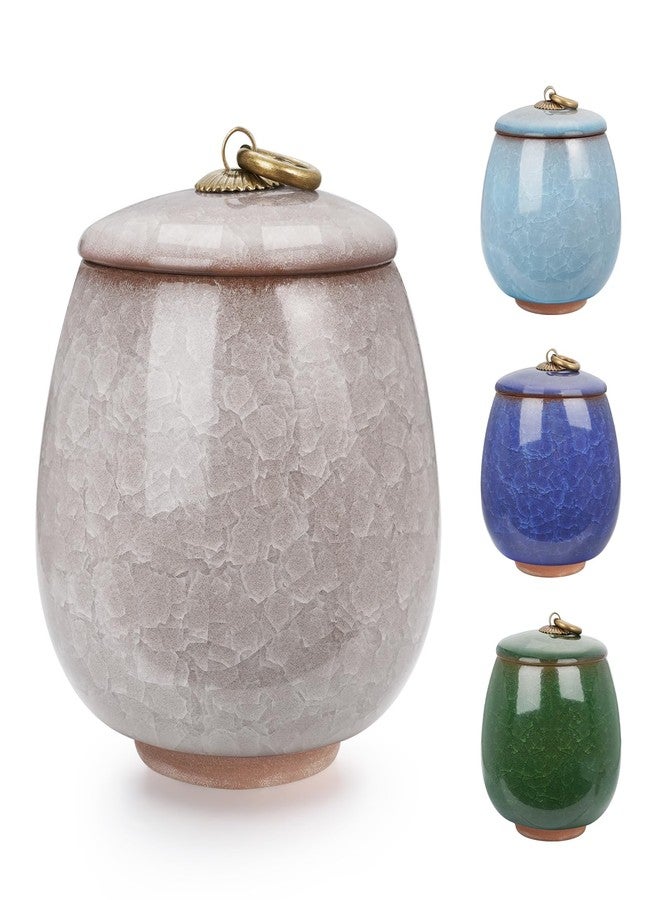 Abooxiu Ceramic Small Urn for Human Ashes Cremation Keepsake Urn for Adult Male Female Ice Crack Keepsake Urn for Human or Pet Ashes Celadon White - Image 1