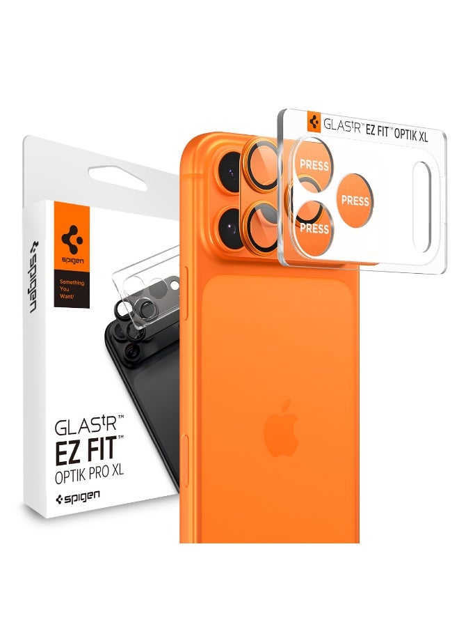 Spigen حامي عدسة الكاميرا GLAStR EZ-Fit Optik Pro XL لجهاز iPhone 17 Pro MAX [عبوة واحدة] - برتقالي كوني - Image 1