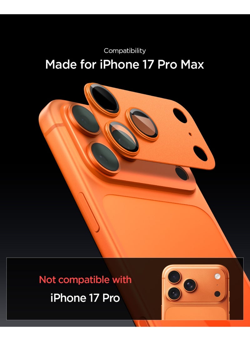 Spigen حامي عدسة الكاميرا GLAStR EZ-Fit Optik Pro XL لجهاز iPhone 17 Pro MAX [عبوة واحدة] - برتقالي كوني - Image 2