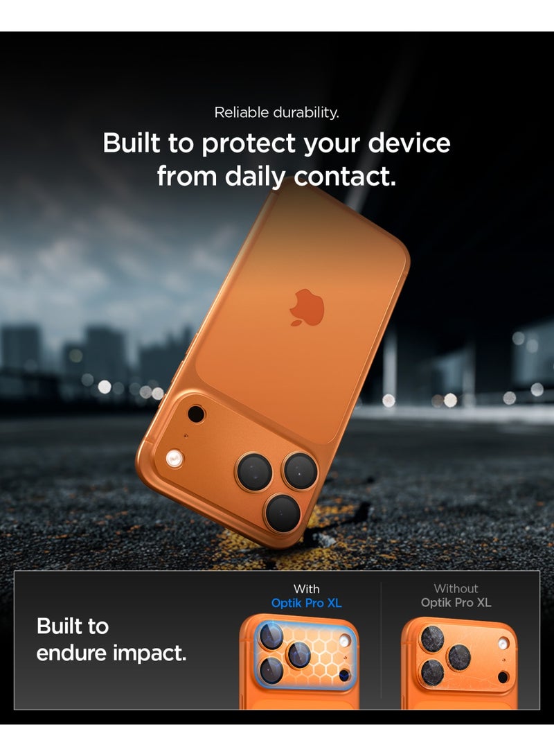 Spigen حامي عدسة الكاميرا GLAStR EZ-Fit Optik Pro XL لجهاز iPhone 17 Pro MAX [عبوة واحدة] - برتقالي كوني - Image 5