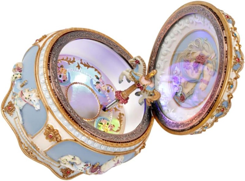 klarako Box Day Gift Resin Musical Desktop Music Spring Tune Year Merry-go-round Ornament Kids Horse Adornment - Decor Birthday Decoration B New Toy Clockwork Table Carousel for Home - Image 1