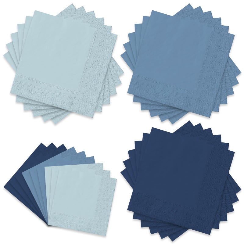 Whaline Whaline Dusty Blue Paper Napkins 3 Colors Dinner Napkins Blue Disposable Luncheon Napkins for Party Celebration Gathering Supplies Table Decor  60Pcs  - Image 1