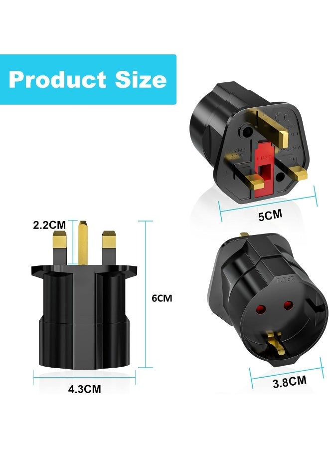 Melfi Eu To Uk Plugs Adapter - British Plug To Eu Schuko Female Plugs Power Converter - 2 Pin Socket Eu To Uk Travel Adapter - 13A 250V Bs1362 Fused (Pack Of 2) - Image 3