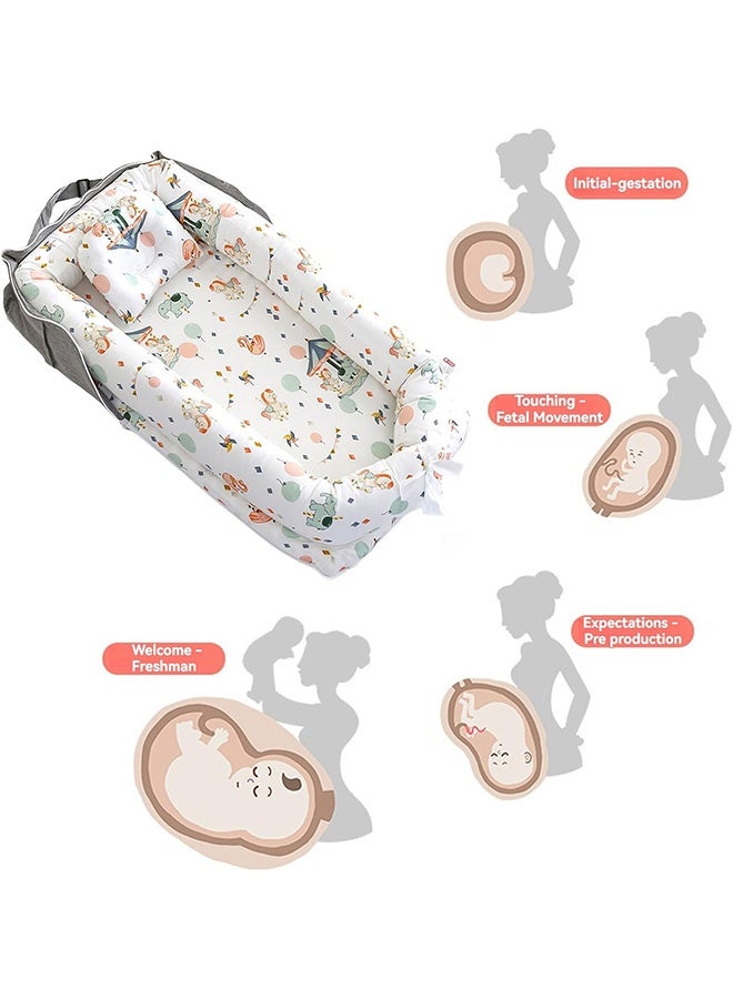 بيوينتي كرسي الطفل مع حزام ، كرسي الطفل القابل للطي ، عش الرضع Cosleeping للطفل في السرير قابل للتعديل الحجم والزيب الداخلي يطول المساحة إلى 24 شهرًا - Image 3