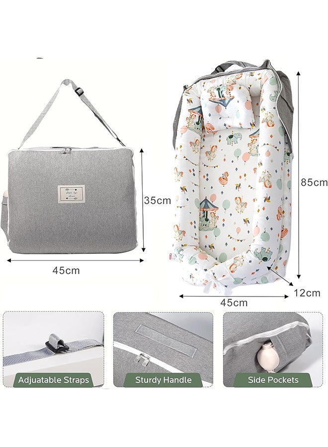 بيوينتي كرسي الطفل مع حزام ، كرسي الطفل القابل للطي ، عش الرضع Cosleeping للطفل في السرير قابل للتعديل الحجم والزيب الداخلي يطول المساحة إلى 24 شهرًا - Image 2