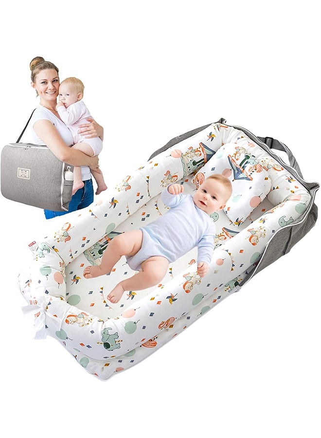 بيوينتي كرسي الطفل مع حزام ، كرسي الطفل القابل للطي ، عش الرضع Cosleeping للطفل في السرير قابل للتعديل الحجم والزيب الداخلي يطول المساحة إلى 24 شهرًا - Image 1