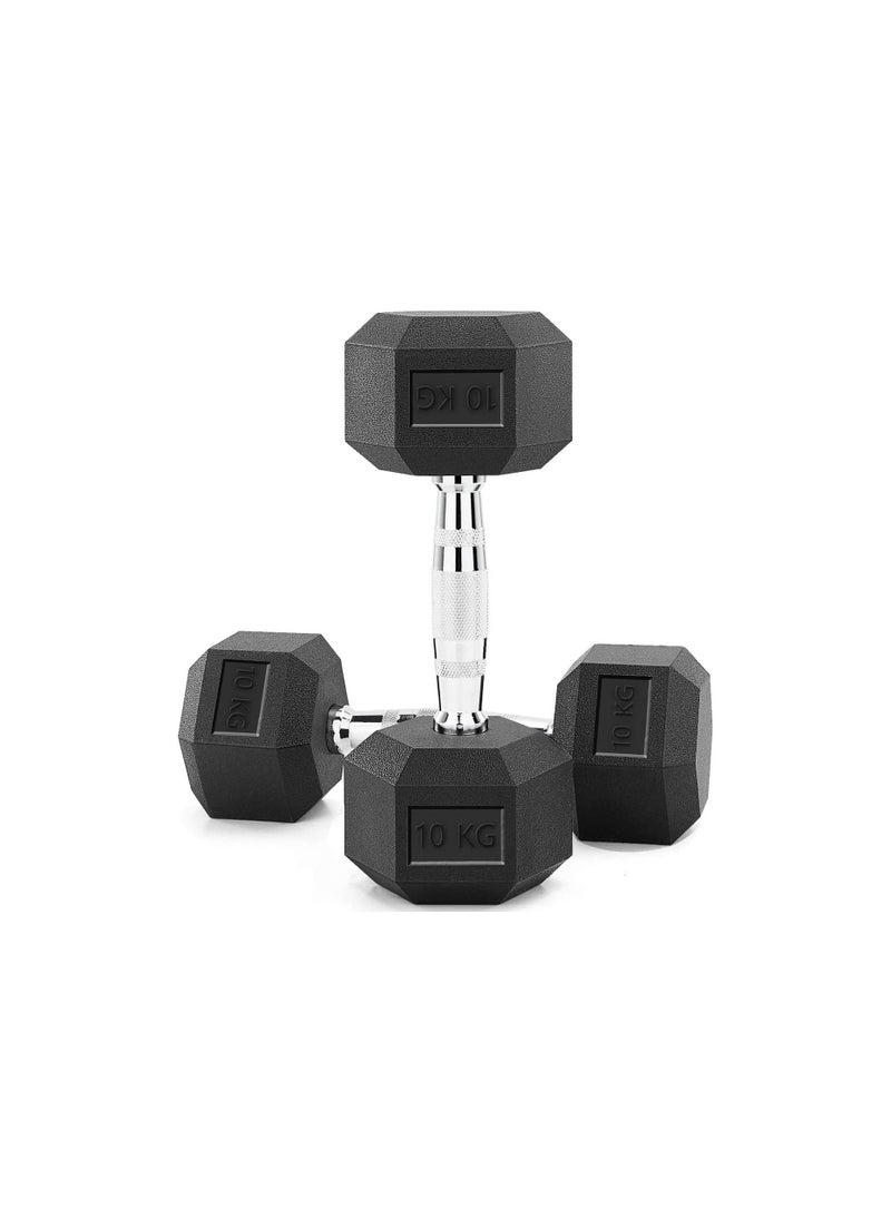 Elite Elite hex dumbbell made of rubber, two pieces, weighing 10 kg 