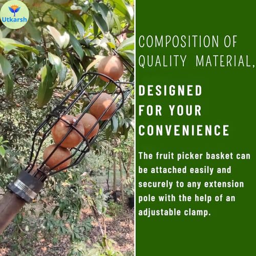 Utkarsh Lemon Picker Basket | Small Fruit Plucker Basket for Lemon, Apple, Pear, & More | Easy to Use Fruits Catcher | Fruit Picker for Convenient & Safe Harvesting - Set of 1 PC - Image 5
