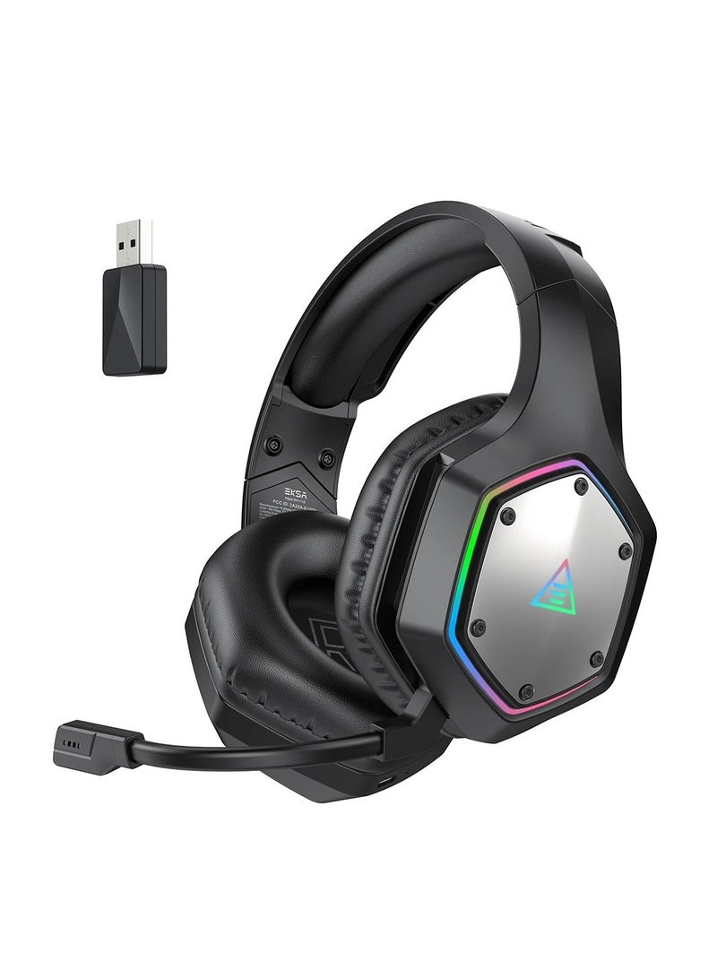 EKSA EKSA E1000WT Wireless Gaming Headset, 2.4GHz USB Gaming Headphones with Microphone for PC, PS5, PS4, Nintendo Switch, 7.1 Surround Sound Gaming Headset, RGB Light - Image 1
