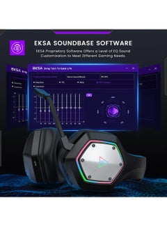 EKSA EKSA E1000WT Wireless Gaming Headset, 2.4GHz USB Gaming Headphones with Microphone for PC, PS5, PS4, Nintendo Switch, 7.1 Surround Sound Gaming Headset, RGB Light  - Image 4