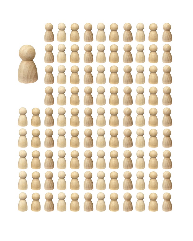 100 Pieces Wood Peg Dolls Unfinished Wooden People Craft Blank Family Figures 58 x 114 inch