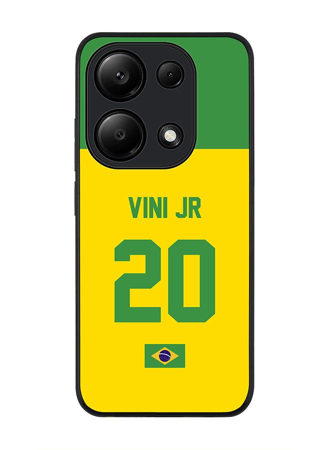 Stylizedd Rugged Black Edge Case for Xiaomi Redmi Note 13 Pro 4G / Xiaomi Poco M6 Pro 4G Case Cover- Football Team - Brazil, Player Name - Vini Jr - Image 1