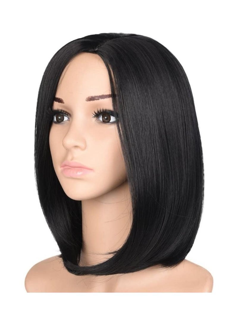 Estelle Eestelle Fiber Heat Resistant Wig, Synthetic short Bobo Black Wig for Cosplay, Daily wearing  And Party - Image 1