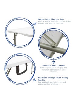 Bukela Folding Lightweight Trestle Outdoor Camping Table,Heavy Duty Plastic Outdoor Folding Picnic Table,Folding Trestle Table For BBQ Party, Folds in Half with Carry Handle,White(120×60×75cm)  - Image 3