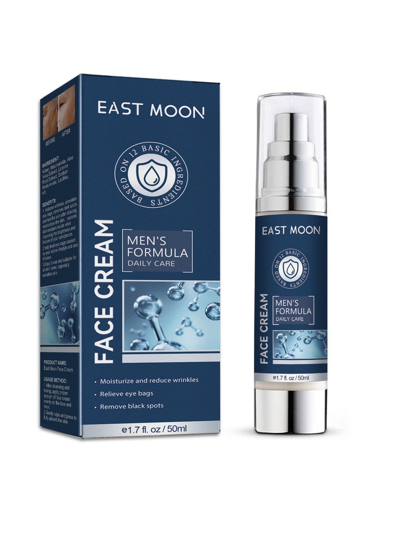 East Moon - Men's Face Cream,6 in 1 Men's Face Moisturizer (50ml), Men's Eye Bag Treatment & Face Lotion, Men's Anti-Aging, Anti-Wrinkle & Dark Spots - Image 1