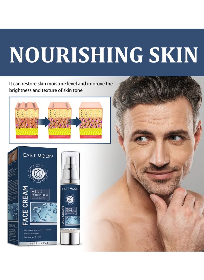 East Moon - Men's Face Cream,6 in 1 Men's Face Moisturizer (50ml), Men's Eye Bag Treatment & Face Lotion, Men's Anti-Aging, Anti-Wrinkle & Dark Spots - Image 1