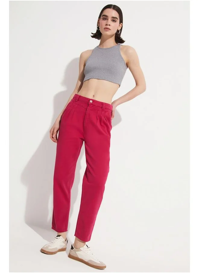 جون June Pleat Detailed High Waist Trouser Fuchsia