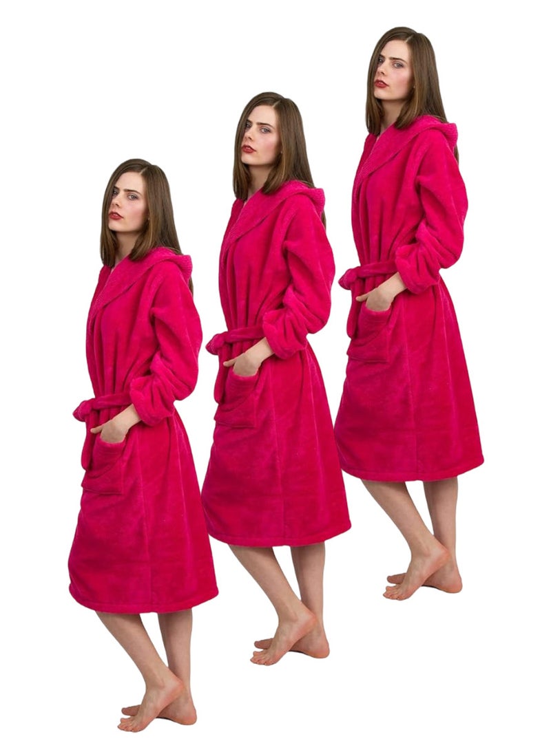 White Rose 3 Pieces Pinkish Red Color Unisex Spa Terry Dressing Gown Small size - Image 1