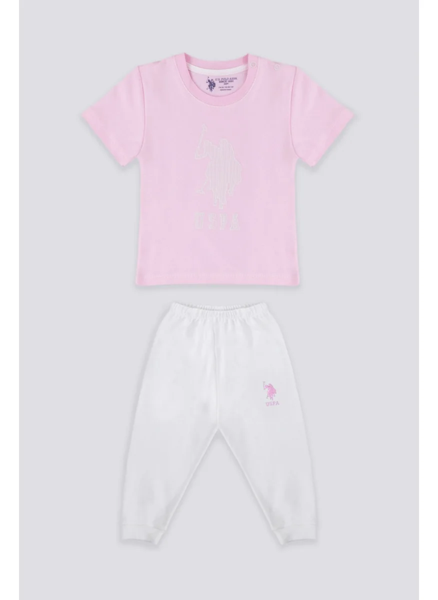 يو اس بولو اسن Light Tones Pink Baby T-shirt Set