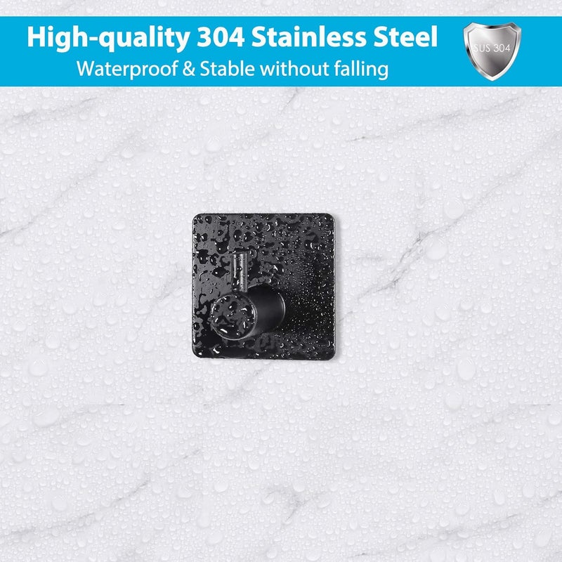homeasy SelfAdhesive Towel Hook HOMEASY 5 Pack Bathrobe Hook Wall Hook Stainless Steel Coat Hook Brushed Stainless Steel Bathroom and Kitchen Towel Rack No Drilling Black - Image 3