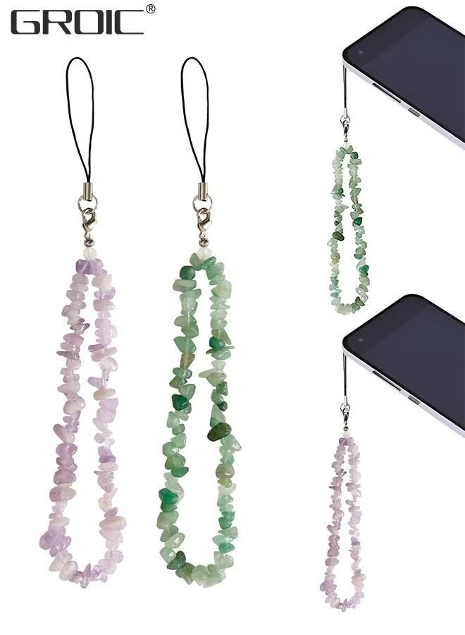 جرويك سحر الهاتف / حزام سلسلة للنساء الفتيات، اليدوية البوهيمي نمط الهاتف الخليوي حالة الحبل حزام المعصم، سحر الأحجار الكريمة الطبيعية لسلسلة المفاتيح - Image 1