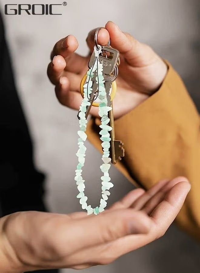 جرويك سحر الهاتف / حزام سلسلة للنساء الفتيات، اليدوية البوهيمي نمط الهاتف الخليوي حالة الحبل حزام المعصم، سحر الأحجار الكريمة الطبيعية لسلسلة المفاتيح - Image 4