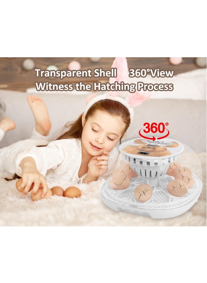 12 جهاز تفريخ بيض، جهاز تفريخ ذكي مع دوران البيض التلقائي، إعادة تعبئة الرطوبة تلقائيًا والتحكم التلقائي في درجة الحرارة، جهاز تفريخ مع عرض درجة الحرارة لبيض الدجاج/البط/السلوى/الأوز. - Image 5
