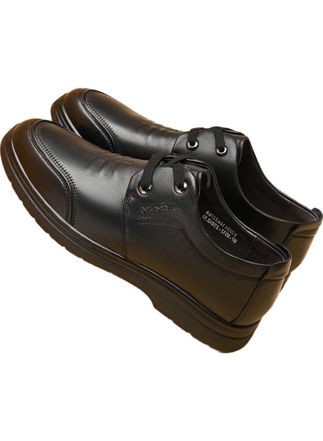Spider King Men'S Casual Leather Shoes Breathable Cowhide Business Casual Shoes Soft Sole All-Match Men'S Shoes Black Size 38 - Image 3