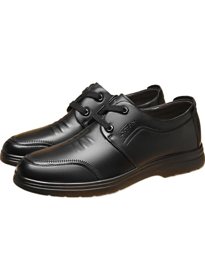 Spider King Men'S Casual Leather Shoes Breathable Cowhide Business Casual Shoes Soft Sole All-Match Men'S Shoes Black Size 38 - Image 2