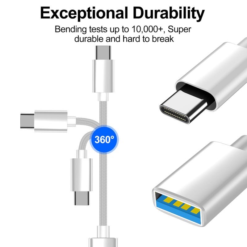 xiwxi [4 حزمةã€USB-C إلى USB-Aã€‘&ã€USB-A إلى USB-Cã€‘ كابل OTG، محول ذكر نوع C نوع A أنثى لنقل البيانات بسرعة فائقة والشحن السريع متوافق مع iPhone/Samsung/iPad/Laptop/MacBook/iWatch/AirPods - Image 5