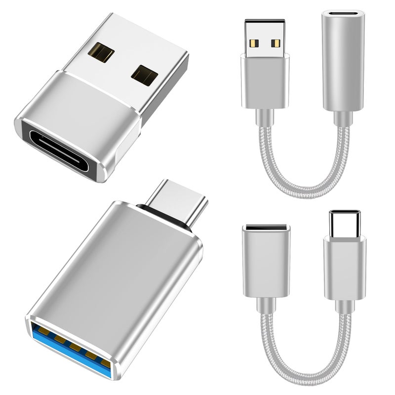 xiwxi [4 حزمةã€USB-C إلى USB-Aã€‘&ã€USB-A إلى USB-Cã€‘ كابل OTG، محول ذكر نوع C نوع A أنثى لنقل البيانات بسرعة فائقة والشحن السريع متوافق مع iPhone/Samsung/iPad/Laptop/MacBook/iWatch/AirPods - Image 1