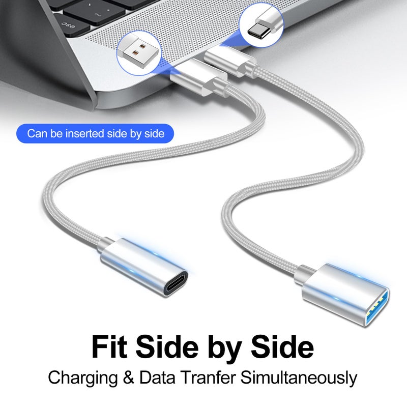 xiwxi [4 حزمةã€USB-C إلى USB-Aã€‘&ã€USB-A إلى USB-Cã€‘ كابل OTG، محول ذكر نوع C نوع A أنثى لنقل البيانات بسرعة فائقة والشحن السريع متوافق مع iPhone/Samsung/iPad/Laptop/MacBook/iWatch/AirPods - Image 3