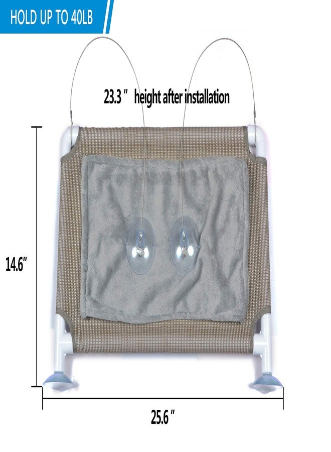 PEFUNY Cat Window Hammock – Mess-Free Waterproof Cats Window Perch for Large Cats, Strong Suction Cup Hammock with Flannel Cover, Indoor Cat Seat, Beige - Image 3