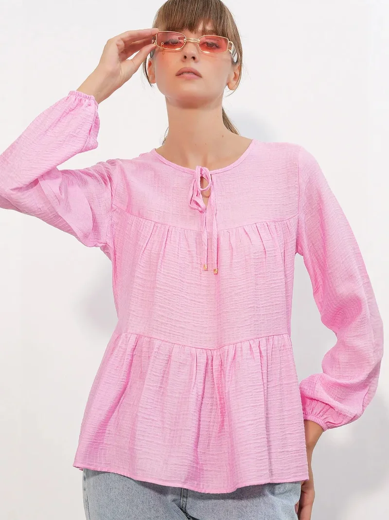 بيغ دارت BDART Textured Tie-Front Blouse