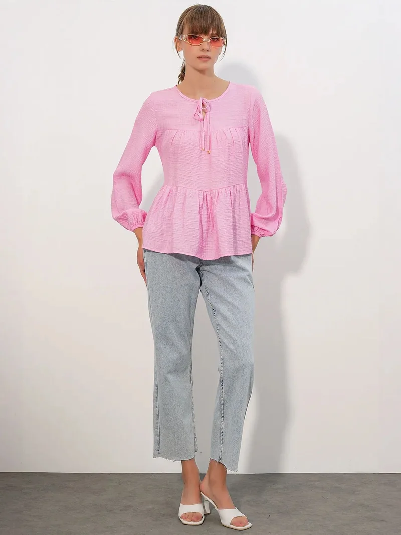 بيغ دارت BDART Textured Tie-Front Blouse