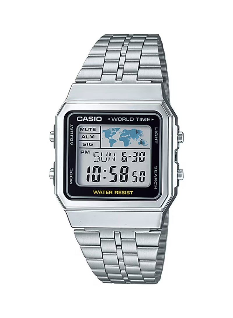 Casio Vintage Unisex Quartz Stainless Steel Black Dial Digital Watch A500WA-1DF - Image 2