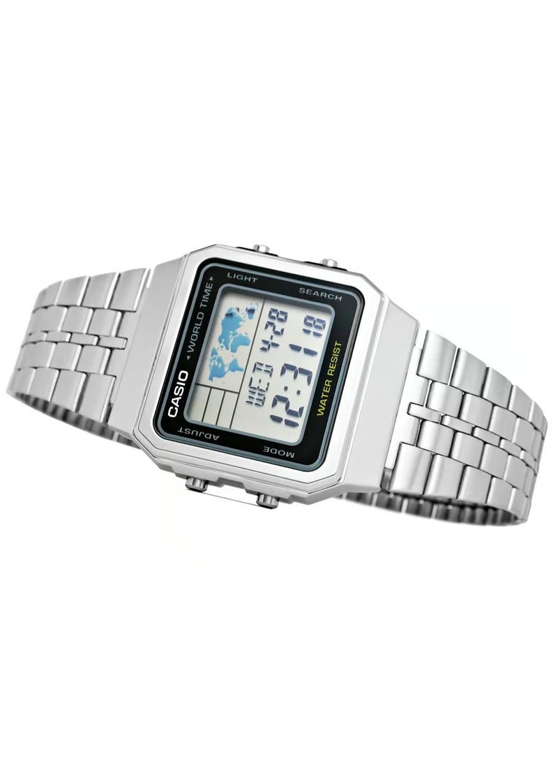Casio Vintage Unisex Quartz Stainless Steel Black Dial Digital Watch A500WA-1DF - Image 3