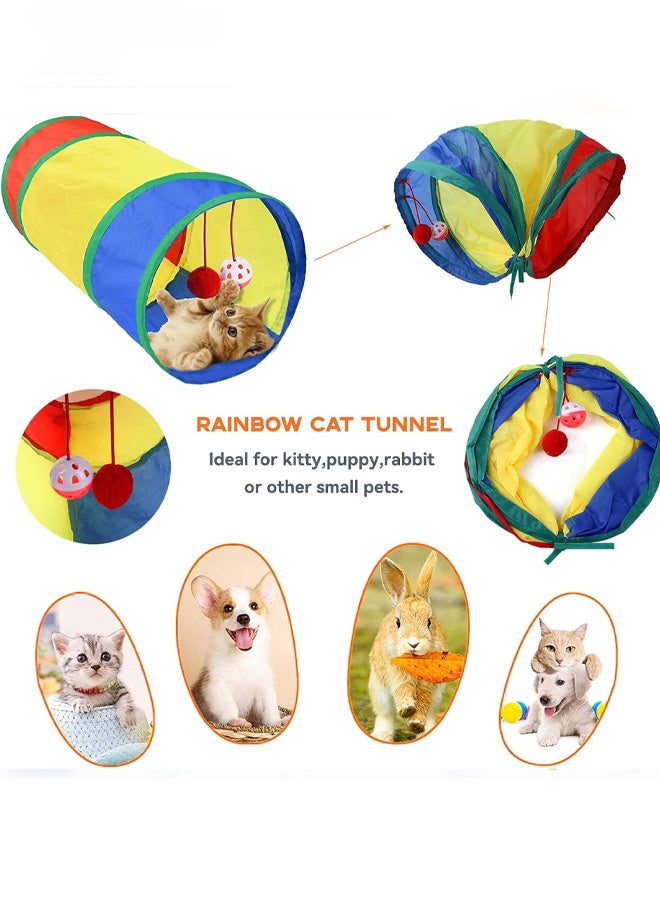 LABNNA 21PCS Cat Tunnel Set with Cat Teaser Stick, Cat Balls, Feather Toys and Other Cat toys, Collapsible Cat Play Tunnel, Funny Interactive Cat Toys, Various Cat Enrichment Toys, Soft Safe Cat Toys(Random Color) - Image 2