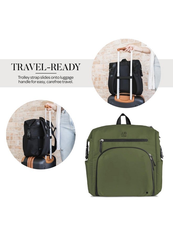 JuJuBe Jujube Modern Diaper Bag Backpack with Portable Changing Pad, Stroller Straps, Large Travel Backpack for Boy or Girl, Carrying Baby Bottles, Wipes, Diapers, Pacifiers, Olive - Image 4