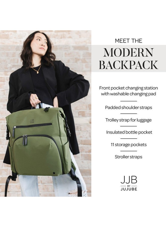 JuJuBe Jujube Modern Diaper Bag Backpack with Portable Changing Pad, Stroller Straps, Large Travel Backpack for Boy or Girl, Carrying Baby Bottles, Wipes, Diapers, Pacifiers, Olive - Image 1