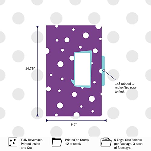 Barker Creek File Folders - Set of 9 Happy Legal Size Folders, 12pt Stock, Multi-Design Set, 1/3 Cut Tabs, Reversible, Home, School and Office Supplies (2502) - Image 2
