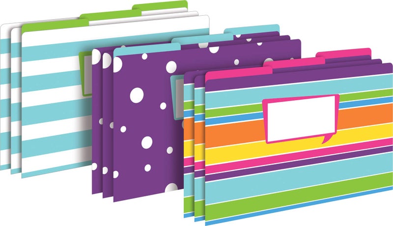 Barker Creek File Folders - Set of 9 Happy Legal Size Folders, 12pt Stock, Multi-Design Set, 1/3 Cut Tabs, Reversible, Home, School and Office Supplies (2502) - Image 1