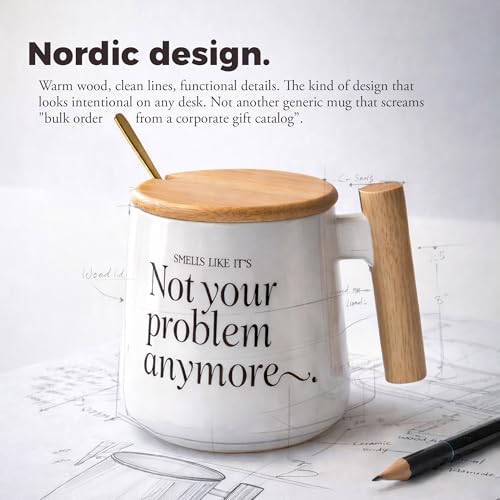Siko Farewell Gifts for Coworkers - Sarcastic Mug Gift Set with Bamboo Lid, Gold Spoon, Marker - Coworker Leaving Gifts for Women Men - Goodbye, Going Away, Retirement Gift - Nordic Ceramic Coffee Cup - Image 4