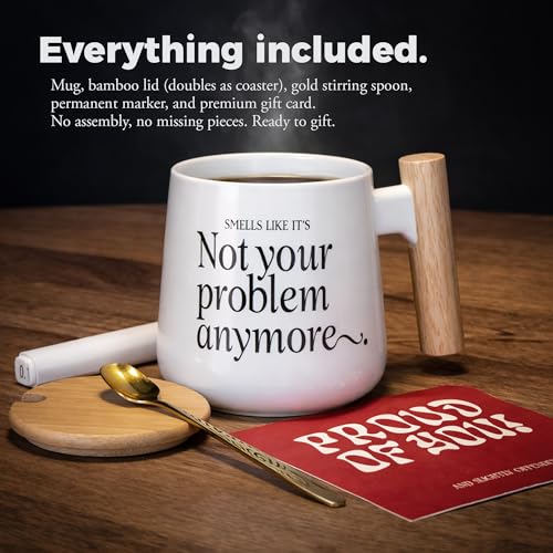 Siko Farewell Gifts for Coworkers - Sarcastic Mug Gift Set with Bamboo Lid, Gold Spoon, Marker - Coworker Leaving Gifts for Women Men - Goodbye, Going Away, Retirement Gift - Nordic Ceramic Coffee Cup - Image 2