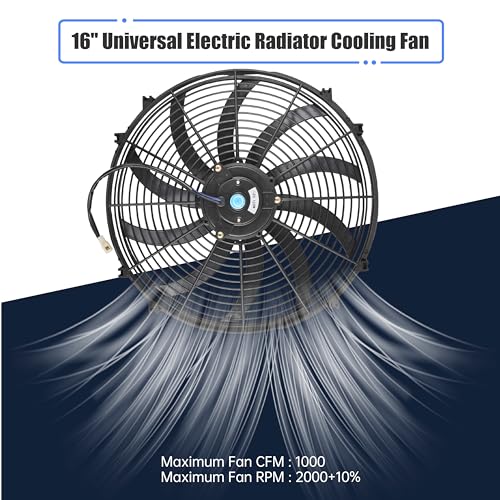GESEXI 14" Electric Radiator Cooling Fan Assembly Kit, Universal High Performance 12V 90W Motor with Fan Mounting Kit - Black (2 Pack) - Image 3