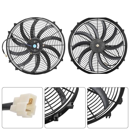 GESEXI 14" Electric Radiator Cooling Fan Assembly Kit, Universal High Performance 12V 90W Motor with Fan Mounting Kit - Black (2 Pack) - Image 5