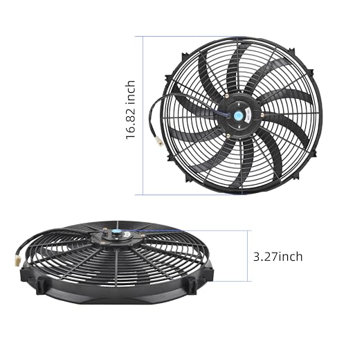 GESEXI 14" Electric Radiator Cooling Fan Assembly Kit, Universal High Performance 12V 90W Motor with Fan Mounting Kit - Black (2 Pack) - Image 4