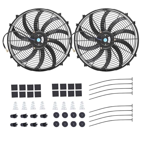 GESEXI 14" Electric Radiator Cooling Fan Assembly Kit, Universal High Performance 12V 90W Motor with Fan Mounting Kit - Black (2 Pack) - Image 1