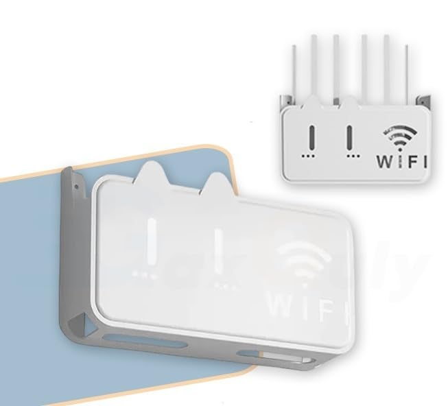 GaxQuly Self-Adhesive WiFi Storage Box, WiFi Router Holder Case Wall Mount-Universal Wall Shelf for Modem, Set-Top Box, Smart Devices-Space-Saving Cable Organizer Stand for Home & Office (Multicolor) - Image 1